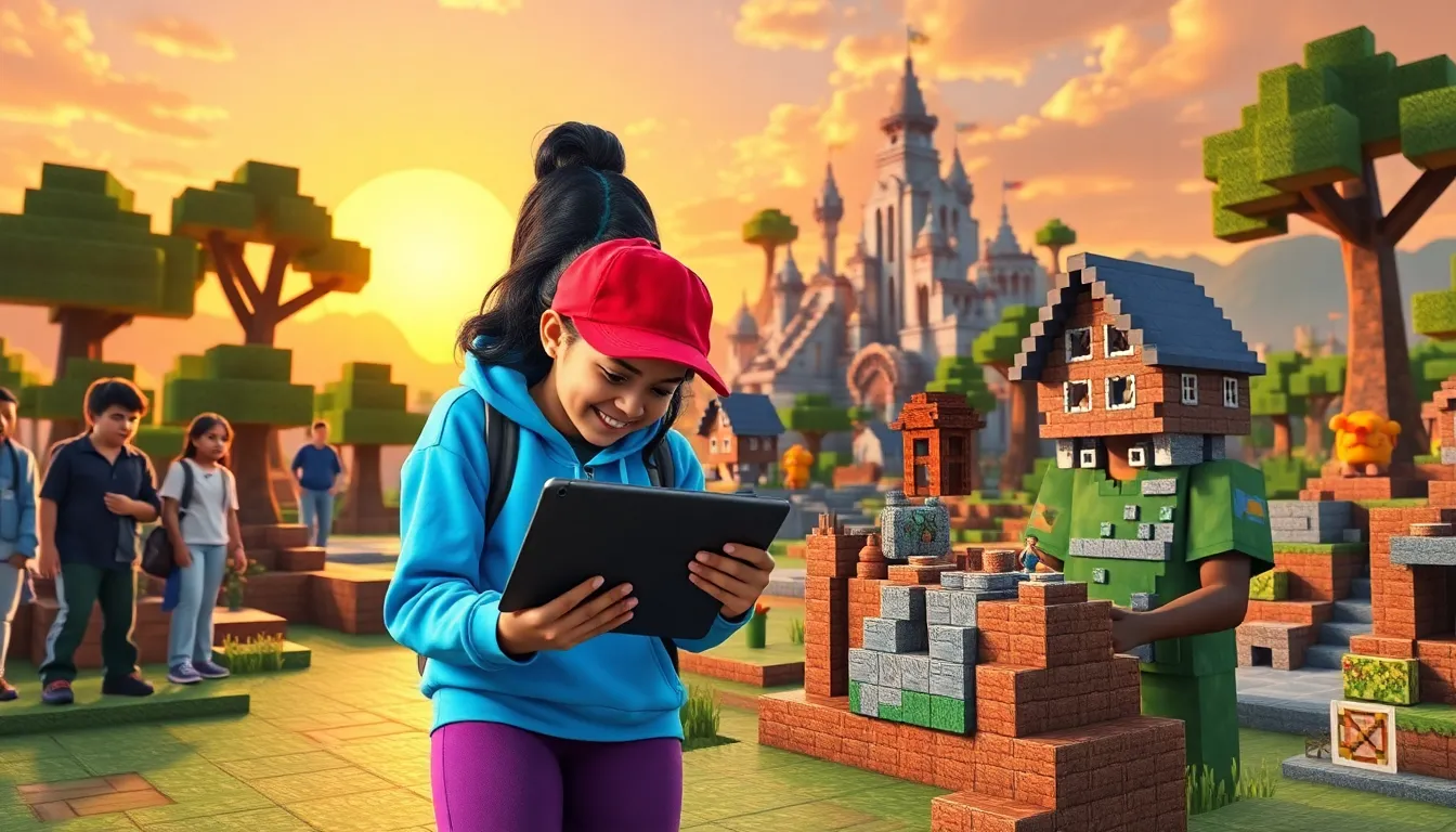 a diverse group of players engaging with Minecraft ImagineerGames.