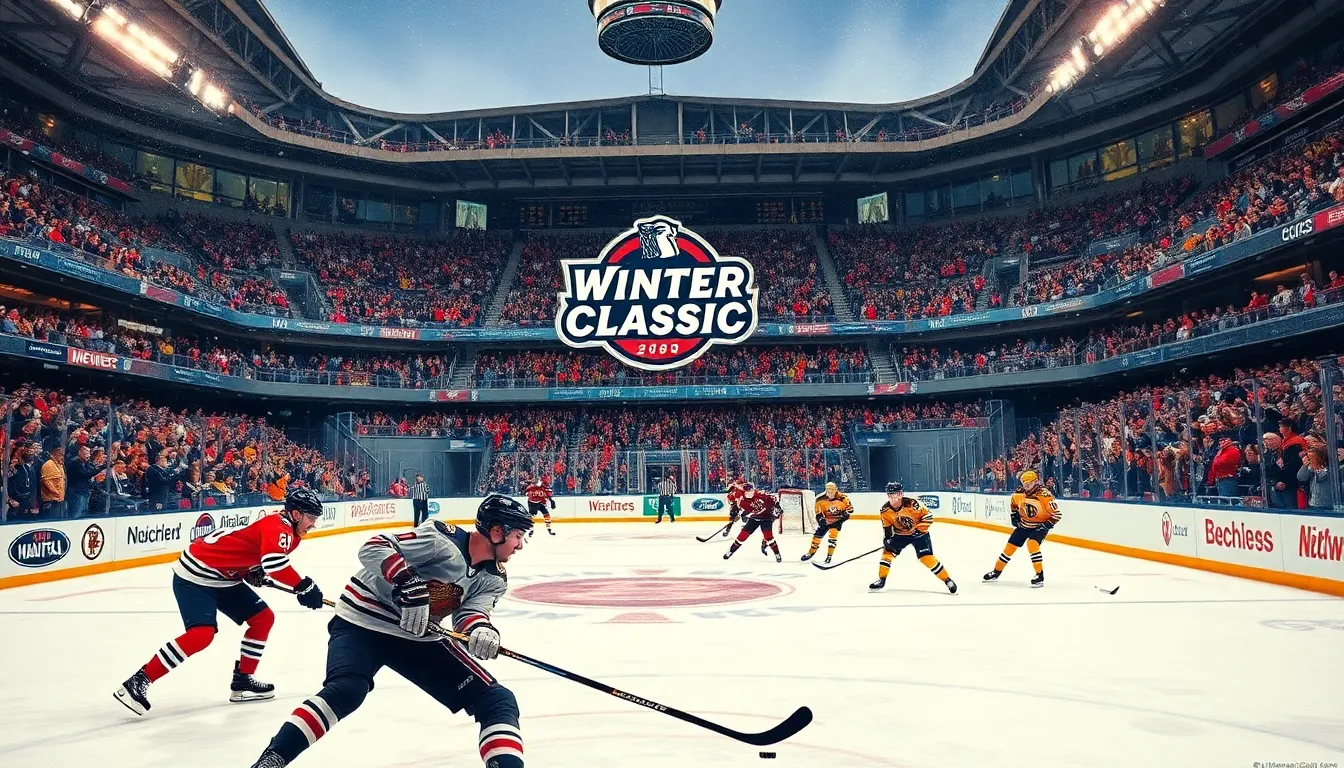 hockey game atmosphere during the Winter Classic.